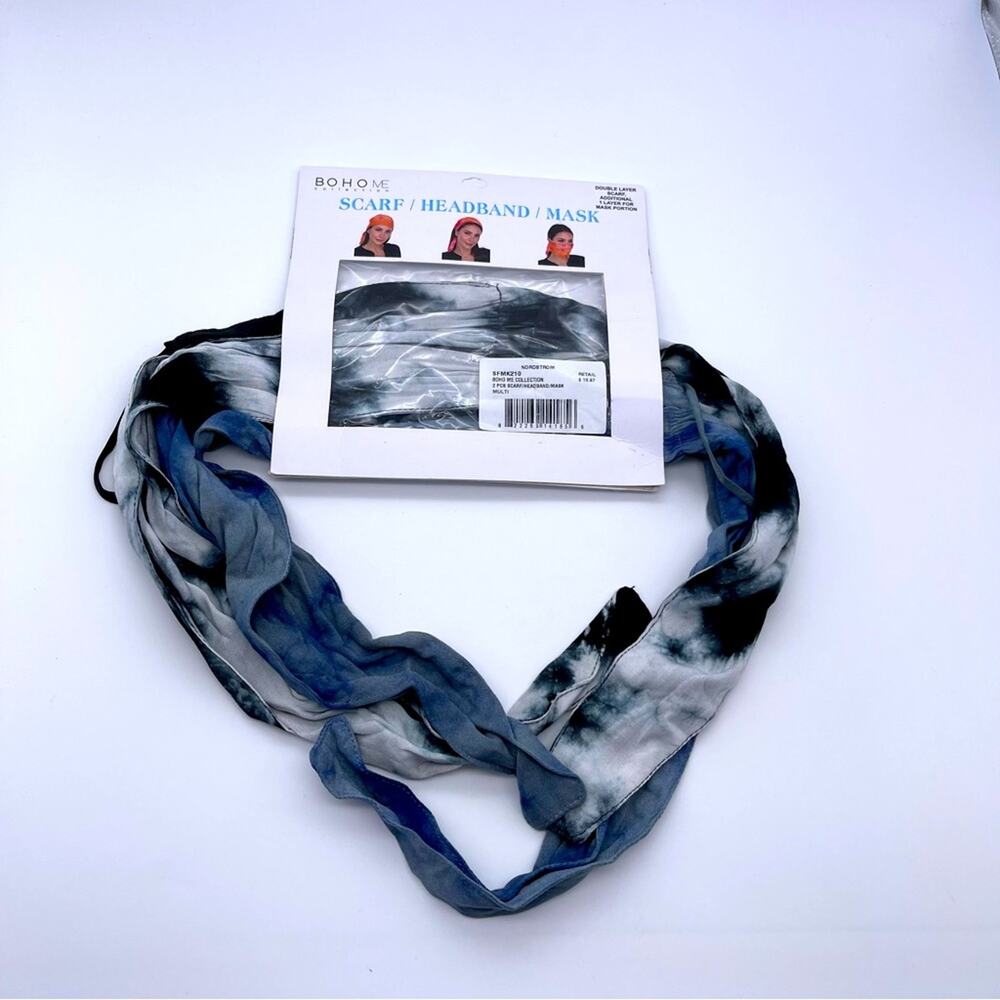 Boho Me Collection 2 Piece Multicolor Tie Dye Scarf / Bandana / Headband Set